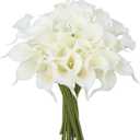 24 Pcs White Artificial Calla Lily Flower White Fake Silk Flowers Real Touch for Wedding Bouquet Office Home Kitchen Decor