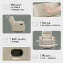 Lexicon 360 Degree Swivel Glider Reclining Chair, Manual Tab Pull Recliner, Leather Match Swivel Glider Recliner with Plush Foam, Sturdy Frame for Living Room/Office/Bedroom, Taupe