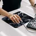 Small Mouse Pad Black Marble Texture Desk Pad, Comfortable Mouse Mat with Non-Slip Rubber Base, 8.3" x 9.8" Mousepad for Computer, Laptop, Game, Office & Home