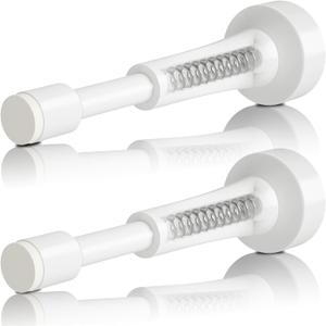 2PCS Spring Door Stoppers for Wall - 4.33 Inch Door Stop for Bottom of Door, Aluminum Doorstopper with Silicone Tip, Screw & Adhesive Installation, White