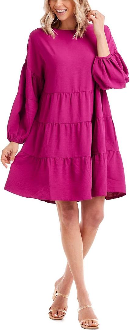 Mud Pie Women's Dallas Tiered Dress, Berry, Medium