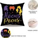 Halloween Decorative Pillow Covers Colorful Sanderson Sisters / Amuck / Hocus Pocus Pillowcases 18x18 Inch Happy Halloween Theme Home Decor Cushion Covers 4Pack for Sofa Couch Patio (Black, 1818)