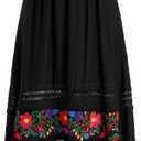 Mexican Dress for Women Traditional Off Shoulder Embroidered Present Casual Lace Long Maxi Dress Cinco de Mayo Outfit (XX-Large, Black)