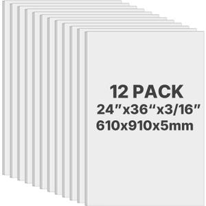 VEVOR Foam Board, 12 Pack 24 x 36 Inch, 3/16 Inch Thickness White Poster Board, Acid-Free Double Sided Foam Core Sheets for Mounting, Crafts, Paintings Prints, Art, Display, Presentation and Projects