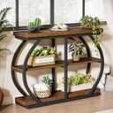 Tribesigns 41.3" Console Table, Industrial 3-Tier Entryway Table with Arched Metal Frame and Storage Shelves for Living Room, Hallway, Rustic Brown, 11.8 inches x 41.3 inches x 31.5 inches