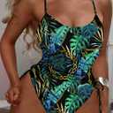 Viottiset Women's Ruched Plus Size One Piece Swimsuit Tummy Control High Cut Cheeky Bathing Suit Turquoise 3XL