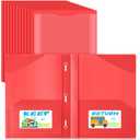 Henoyso 100 Set Take Home Folders with Clear Front Pocket, Red