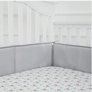 TILLYOU Baby Breathable Crib Bumper Pads for Standard Cribs Machine Washable Padded Crib Liner 100% Silky Soft Microfiber