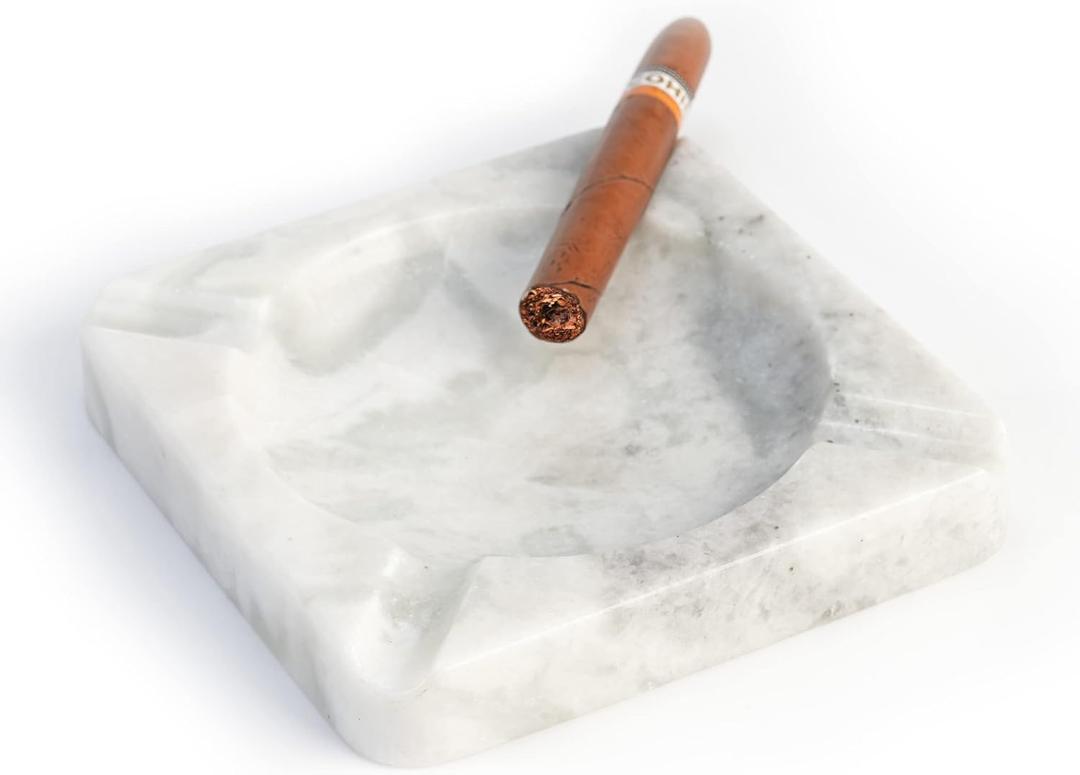 Koville African Natural Marble Ashtray, 7.28" Large Square Cigarettes Ash Tray, Cool Ashtrays for Patio, Indoor, Smoking Accessory for Home Office Hotel Decor(Namib Fantasy)