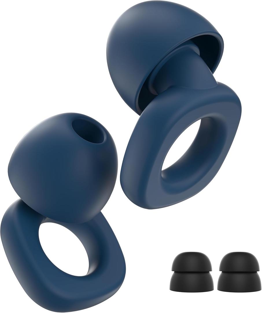 Soft Ear Plugs for Sleeping,Reusable Ear Plugs for Noise Reduction (Navy Blue)