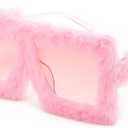 Karsaer Vision Plush Fuzzy Flat Top Fashion Square Large Shades Punk Soft Velvet Shade Party Eyewear (Pink)