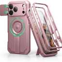 Dexnor for iPhone 17 Pro Max Case, [2 Front Frame & Built-in Flip Camera Cover & Kickstand], Compatible with MagSafe, Heavy-Duty Shockproof Portection Case with Screen Protector, 6.9 inch Peony Pink