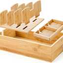 Fasmov Bamboo Charging Station, Charging Stand for Multiple Devices, Electronic Device Desktop Dock Stations Organizer, Cell Phone Docking Stations for Multi Laptop, Tablets, IPads, Watch, Earbuds