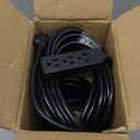 Outdoor Extension Cord 50 Ft with 3 Outlets, 14/3 SJTW 3 Prong Grounded Power Cord, 14 Gauge 14AWG Heavy Duty Power Cable, ETL Listed, 15 Amp 125 V 1875 W-Multiple Outlets for Indoor/Outdoor-Black