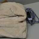 Sealy Electric Blanket with Foot Pocket for Adults, Flannel & Sherpa Heated Blanket Throw with 6 Heating Levels & 2-10 Hours Auto Shut Off, Fast Heating & Machine Washable, 50x62 Inch, Beige