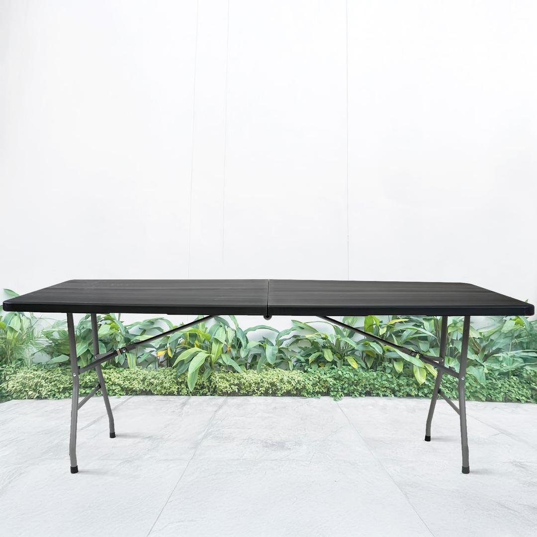 Heavy-Duty Folding Plastic Table | 70" x 29" | Black | Durable & Portable | Ideal for Indoor & Outdoor Use | Perfect for Parties, Camping, Office, and More