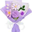 Crochet Flower Bouquet, Handmade Crochet Flowers Knitted Flowers Bouquet for Mother's Day Anniversary Birthday Graduation Lover Valentines Day Gifts(Purple)