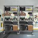 6 Tier Storage Shelves with Wheels, 2100lbs Capacity Heavy Duty Shelving Units, 14x36x75inch Adjustable Metal Shelf Wire Shelving Rack for Garage, Kitchen, Office, Black