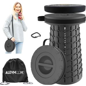 ALEVMOOM Upgraded 18.1" XL Collapsible Stool with Cushion, Portable Folding Stools for Adults Capacity 800lbs, Lightweight Telescoping Stool for Camping Travel Fishing Hiking