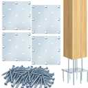 Shimeyao 4 Sets Newel Post Fastener, Each Newel Post Mounting Kit Includes 1 Steel Plate and 13 Long Screws, Hidden Designed for Installing 3-3.5 Inch Wooden Stair Posts