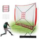 Wiseek Baseball Net - 7x7 ft Baseball Nets for Batting with Large Ball Collection System, Baseball&Softball Hitting Net, Strike Zone&Carry Bag, Baseball Training Equipment for Pitching Batting