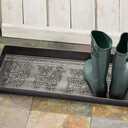 HF by LT Llama Pattern Metal Boot Tray, 30 x 13 inches, Antique Zinc Finish