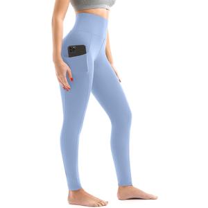 Walifrey Leggings with Pockets for Women, High Waisted Buttery Soft Womens Leggings for Gym Yoga Workout (Large-X-Large, Light Blue)
