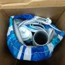 Aoxun Beach Umbrella with Tilt Pole, Portable Sand Anchor and Carry Bag, UPF 50+ Sun Shelter Air Vents Design for Outdoor Activities (Navy Blue & White), 6.5ft