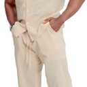 Mens Linen Sets 2 Piece Outfits Sleeveless Shirt and Pants Set Vacation Outfit for Men Summer Beach Suits (XXXL)