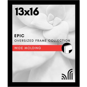 Americanflat 13x16 Picture Frame with Polished Plexiglass - Black Picture Frame - Wide Photo Frames Made of Engineered Wood for Vertical or Horizontal Wall Display - Epic Collection - Black