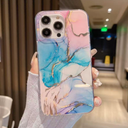 Aconfei for iPhone 14 Plus/15 Plus Marble Case,Slim TPU Shockproof Bumper Protective Phone Case Cover for Girls Women