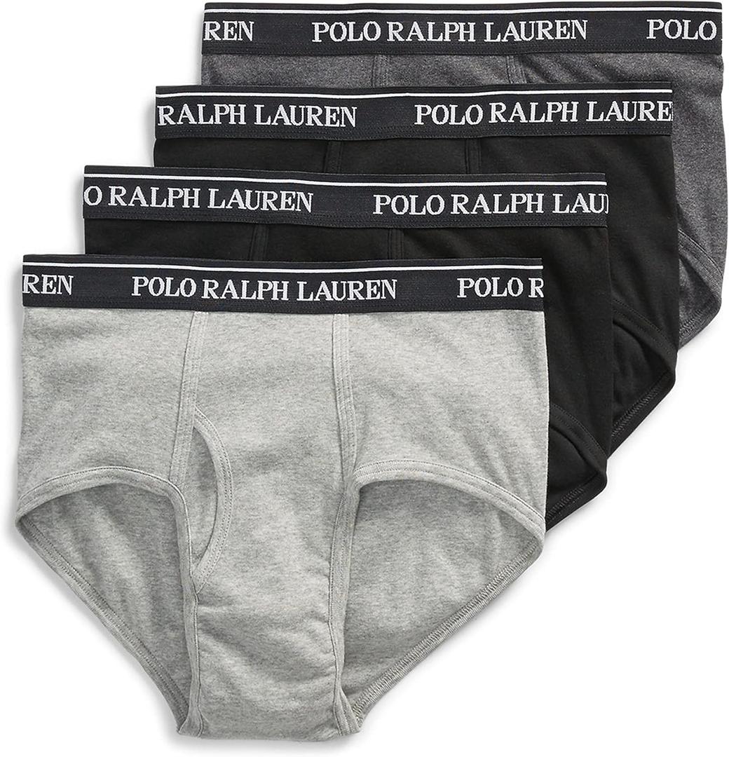 POLO RALPH LAUREN Men's Classic Fit Cotton Briefs, Multipacks (Gray, L)