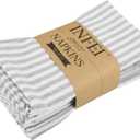 Plain Striped Cotton Linen Blended Dinner Cloth Napkins - Set of 12 (40 x 30 cm) - for Events & Home Use (Grey)