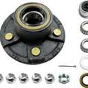 5-Hole, 4.5" Bolt Circle Brake Idler Hub for 3500lb Trailer 1-1/16'' to 1-3/8'' Axles with Extra Dust Caps Rubber Plugs, Replacement for L68149 L44649 Inner Outer Cone Bearings