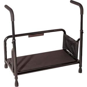 Stander Step-Stool, Portable Step with Adjustable Handles for Seniors and Elderly Adults, Extra Wide Heavy Duty Step-Ladder for Fall Prevention, Grab Bars, Motion Activated LED Light, Black