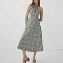 Pact Organic Cotton Women's Fit & Flare Halter Dress (Green)