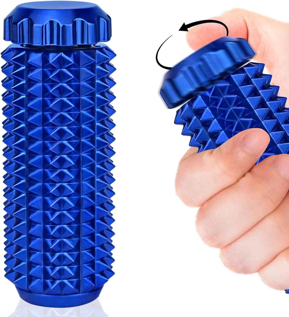 Metal Little Ouchies Fidget Toys Adults, Handheld Pain Stim Sensory Toy, Stress Relief Promotes Focus, Gifts for ADHD Autism Anxiety, Spiky Grippie and Rotating, Portable Design (Blue)