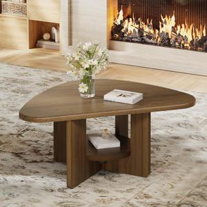 EXPERLAM 35.8" Mid Century Modern Coffee Table for Living Room, Walnut, 35.8" L × 22.4" W × 15.2" H