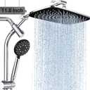 Veken 11.8 Inch Rain Shower with 6 Modes Handheld Water Spray,Upgraded 2-in-1 Slide Bar Shower Head,Wide Showerhead Combo for Bathroom Accessories, Adjustable Dual Shower with ArmSilver Chrome