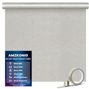 Faraday Fabric 43 x 118, Military Grade Blocking Cloth Shielding, Conductive Material Cover for WiFi, Cell, Bluetooth, RFID, EMP Protection with Faraday Tape (Silver)