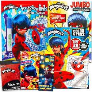 Miraculous Ladybug Activity Set for Kids Bundle ~ Miraculous 80pg Coloring Book, Color and Trace Book, Stickers, and More (Miraculous Party Supplies)