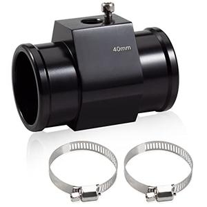 LEONTOOL Aluminum Water Temperature Joint Pipe Connector 40mm 1-9/16" Radiator Hose Sensor Gauge Adapter with 2 Hose Clamps Water Temp Meter Gauge Joint Pipe Temperature Sensor Adapter