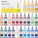 MEEDEN Soft Body Acrylic Paints Set: Matte Finish 24 Colors x 60ml/2oz Fluid Acrylic Paints for Art Painting on Canvas Wood & Glass for Students Adults Artists