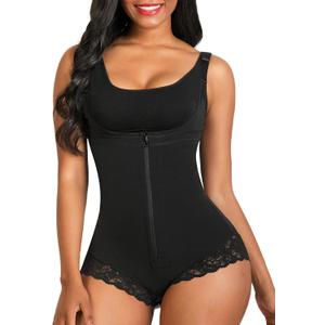 SHAPERX Women's Fajas Colombianas Shapewear Postpartum Tummy Control Body Shaper Butt Lifter Bodysuit (Medium, Black)