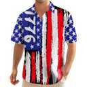 Nidoul Patriotic Shirts for Men 4th of July America Flag Hawaiian Shirt Button Down Tropical Aloha Beach Shirts Short Sleeve Casual Vacation, Red Blue Large