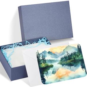 PATIKIL 30 Sets Pure Cotton Watercolor Cards 140lb/300 GSM Postcards Rounded Corners with Envelopes for Art Painting Creative Thank Notes, 4x6 Inch(Blue Box)