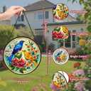 Hummingbird Stained Glass Window Hanging, Suncatcher Diamond Glass Panel Hangings, Sun Catchers Indoor Windows Wall Art, Gift for Mom Grandma Bird Lover, Christmas Decor for Home Office 7.87 inches