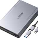 ORICO Aluminum USB C Hard Drive Enclosure for 2.5 Inch SATA SSD/HDD, USB 3.2 GEN 2 USB C to USB A/C 2 in 1 Cable, Support macOS Windows Linux OS, Compatible with Samsung Crucial WD Drives(DD25-C3)