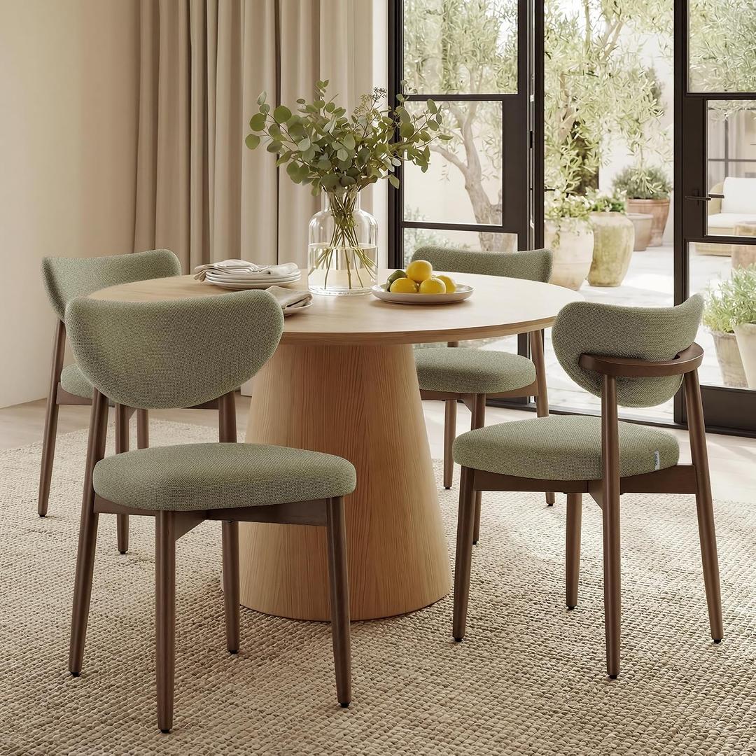 VASAGLE Wooden Dining Chairs Set of 4, Upholstered Kitchen Chairs, Sage Green