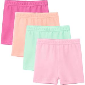 Girls Basic Athletic/Bike/Cartwheel Shorts in Cotton Spandex (Medium, Pink 4pk)